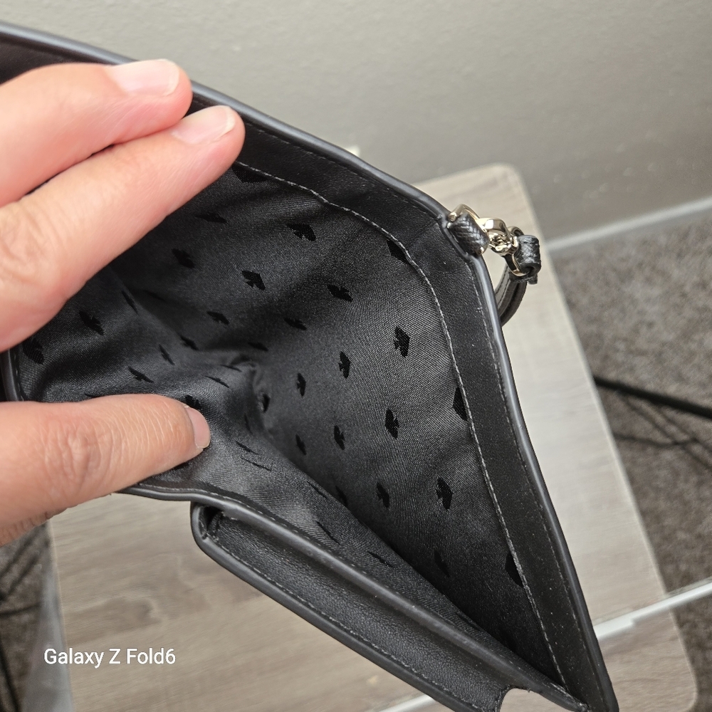 Kate Spade New York Black Leather Wristlet Wallet Zip Around Organizer NWT - Picture 6 of 11